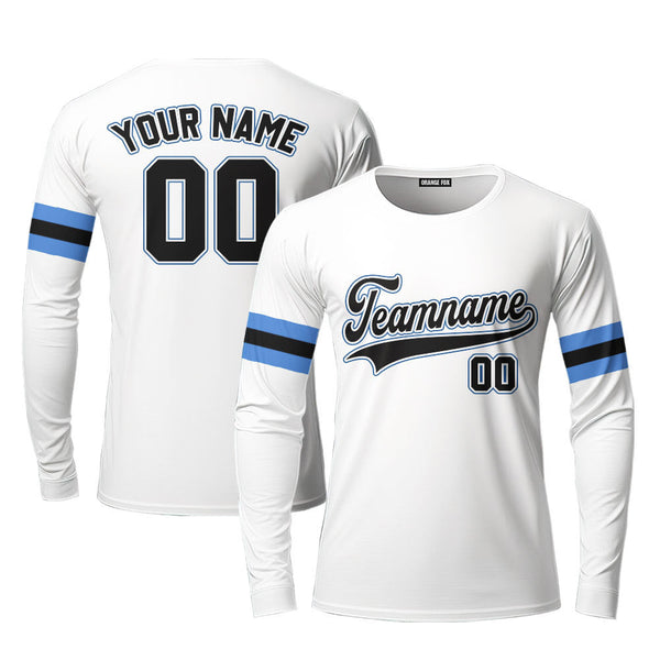 Custom White Navy Custom Long Sleeve T-Shirt For Men & Women