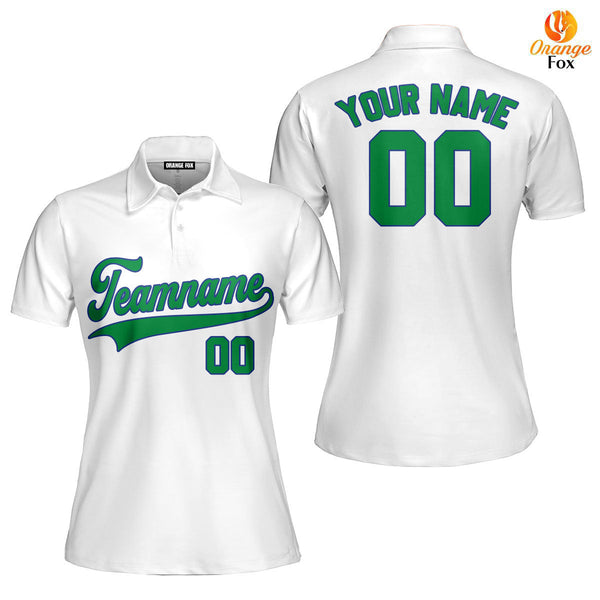 Custom White Navy - Kelly Green Custom Polo Shirt For Women