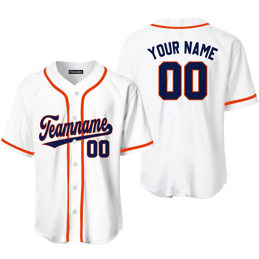 Custom White Navy Orange Custom Baseball Jerseys For Men & Women