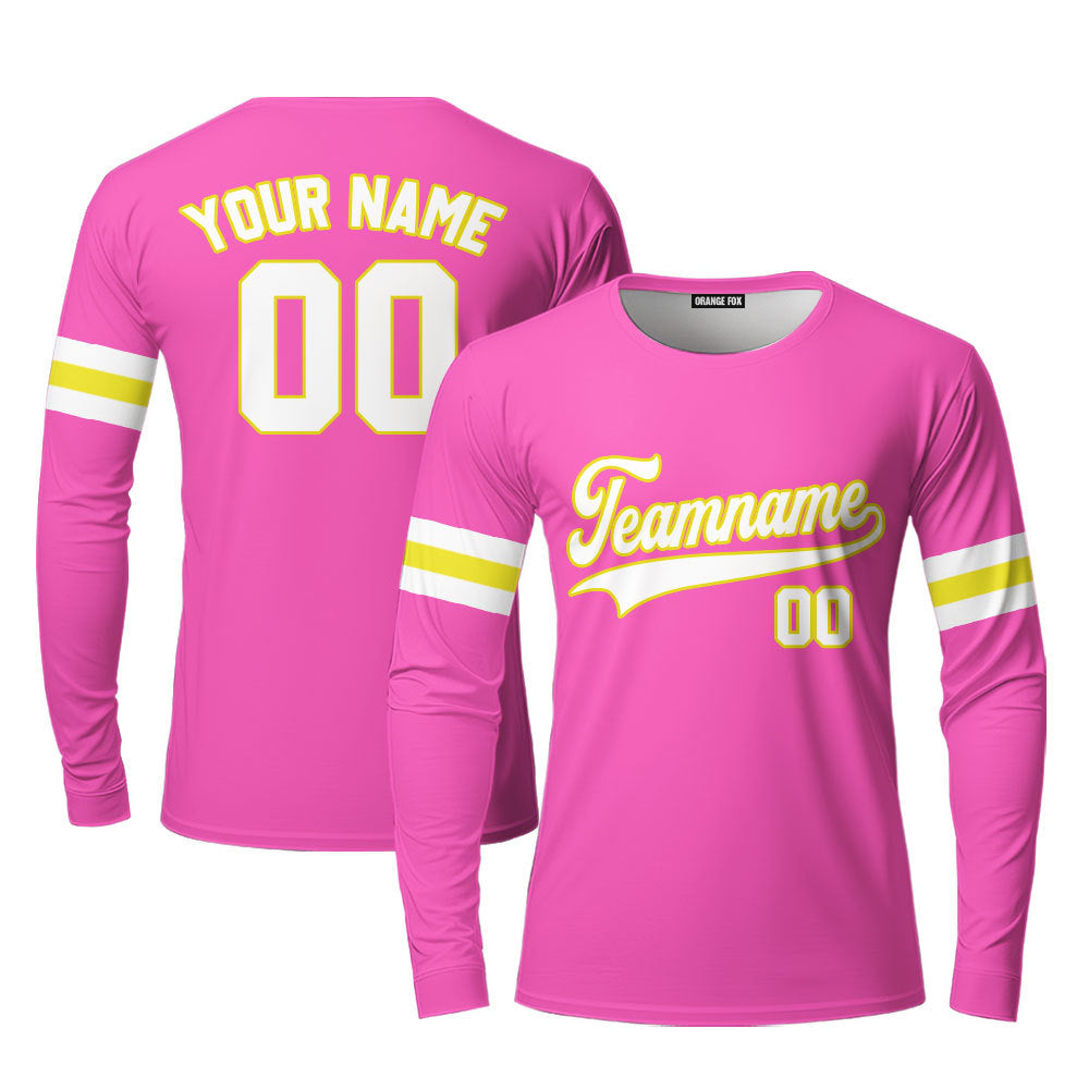 Custom White Neon Green And Pink Custom Long Sleeve T-Shirt For Men & Women