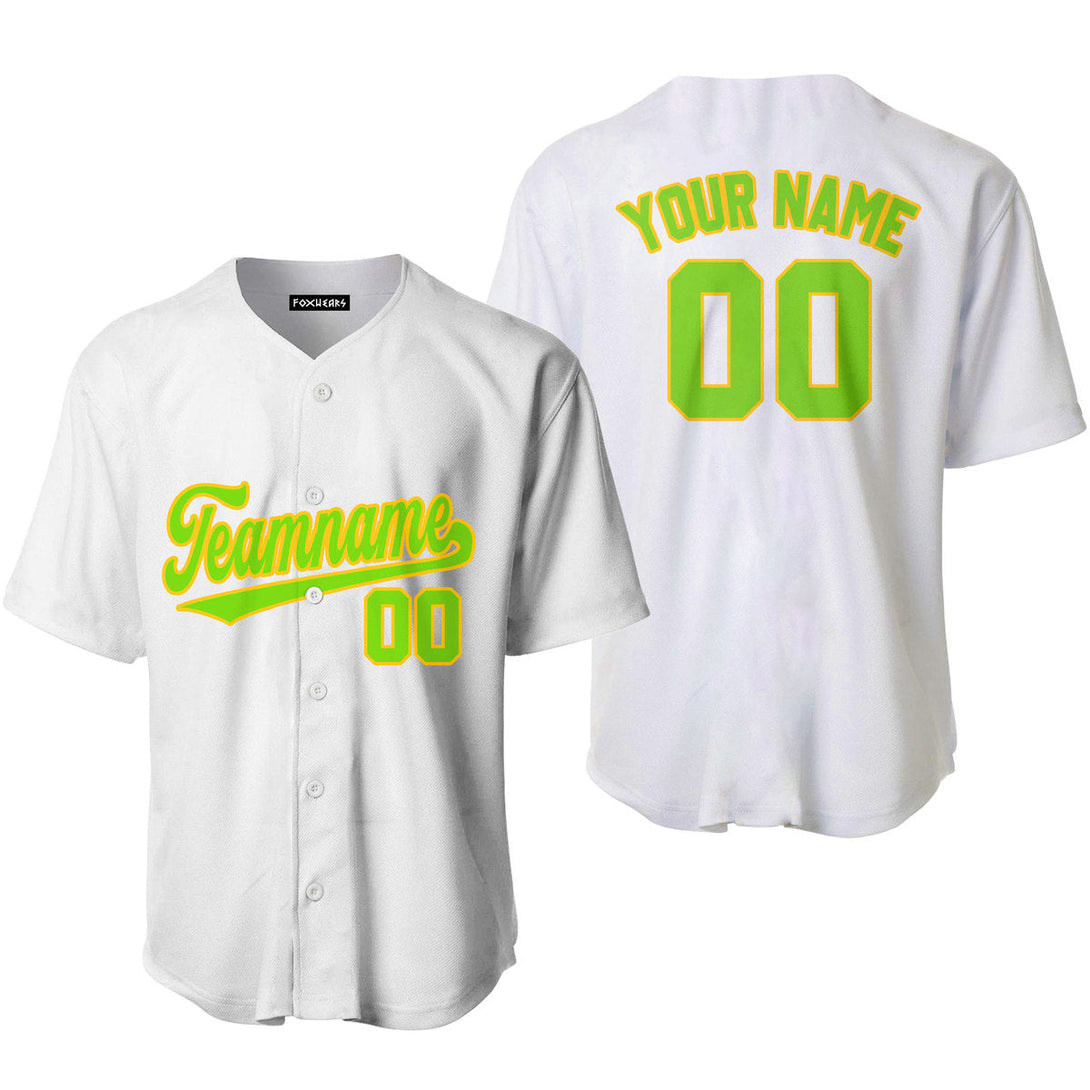 Custom White Neon Green Custom Baseball Jerseys For Men & Women