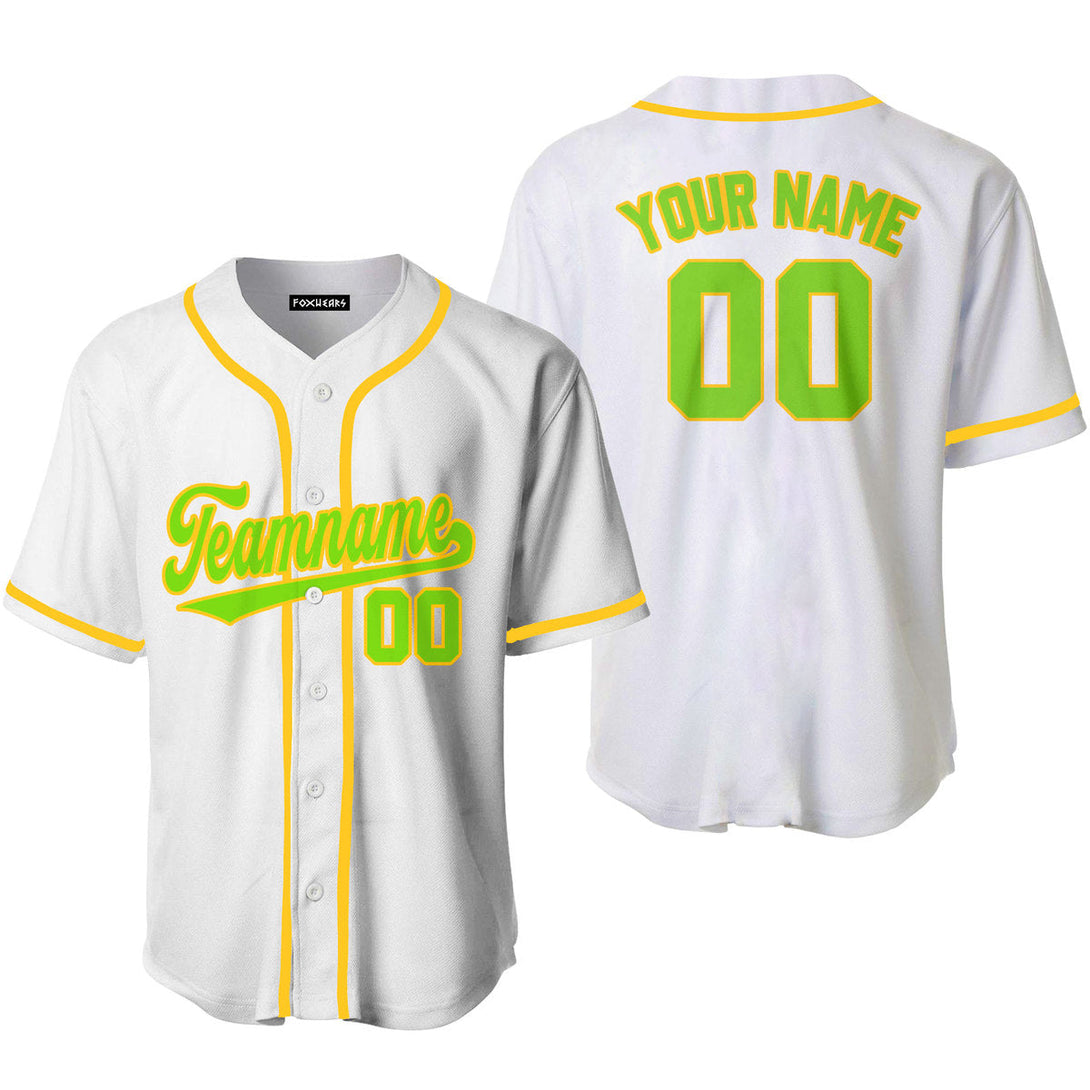 Custom White Neon Green Custom Baseball Jerseys For Men & Women