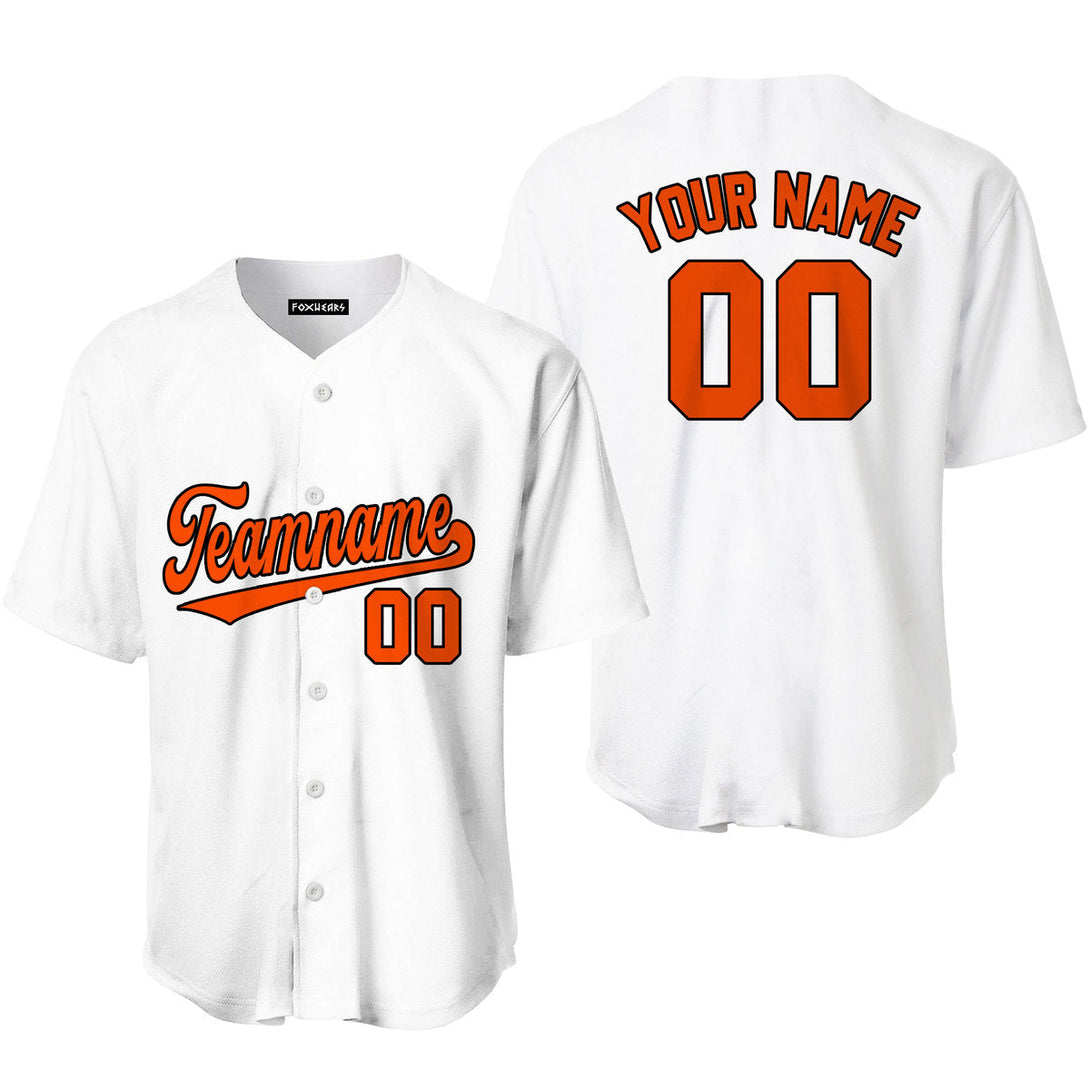 Custom White Orange Black Custom Baseball Jerseys For Men & Women