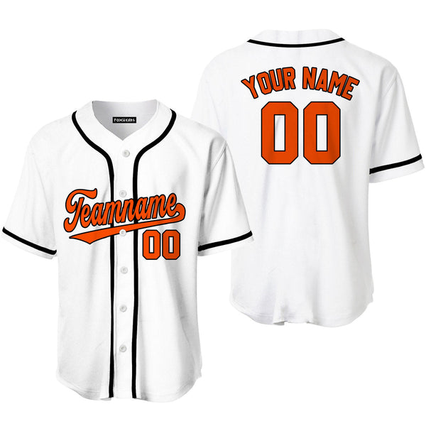 Custom White Orange Black Custom Baseball Jerseys For Men & Women