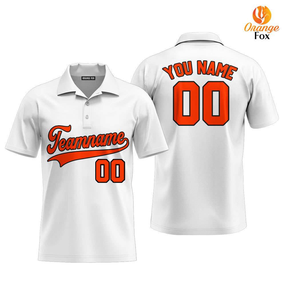 Custom White Orange - Black Custom Polo Shirt For Men