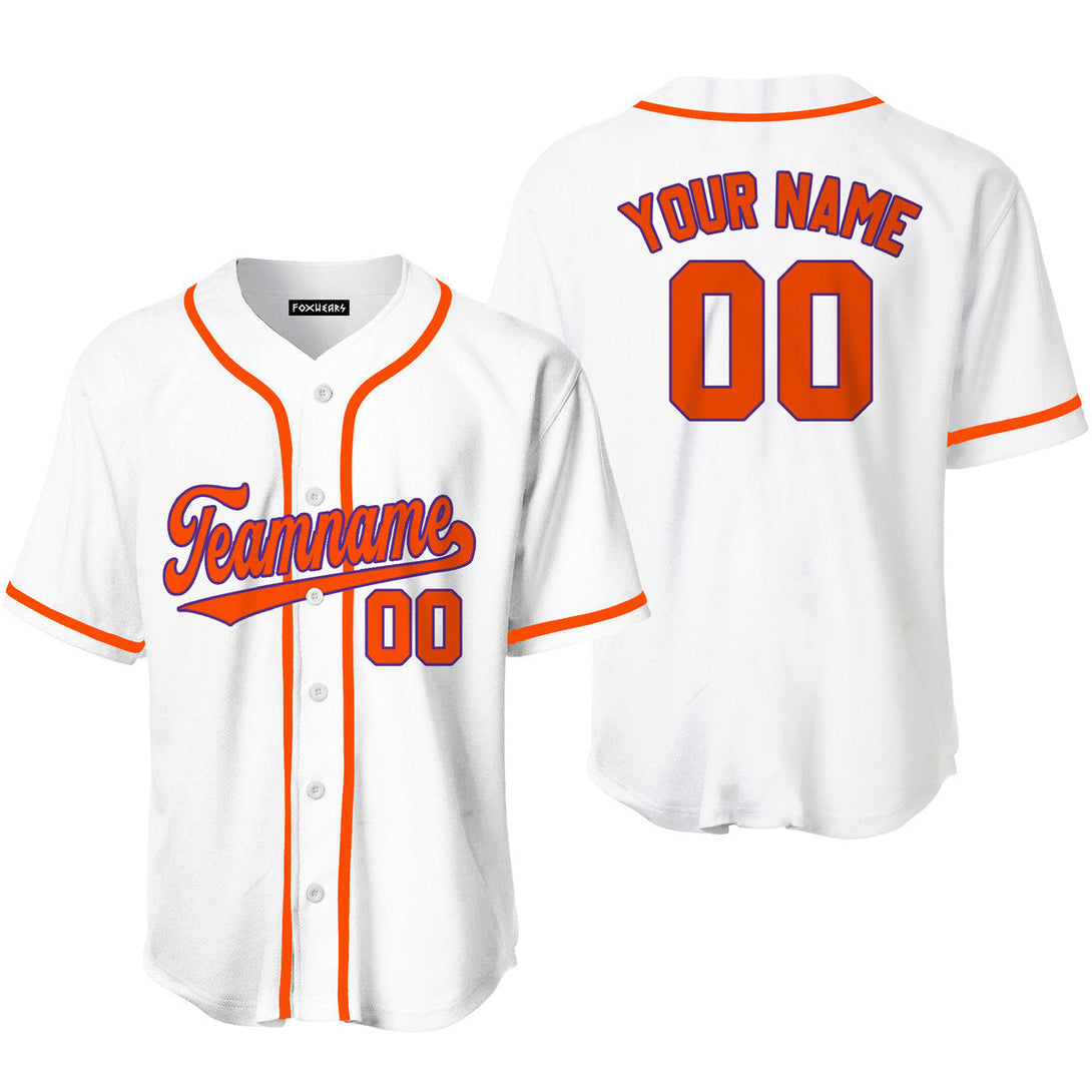 Custom White Orange Blue Custom Baseball Jerseys For Men & Women