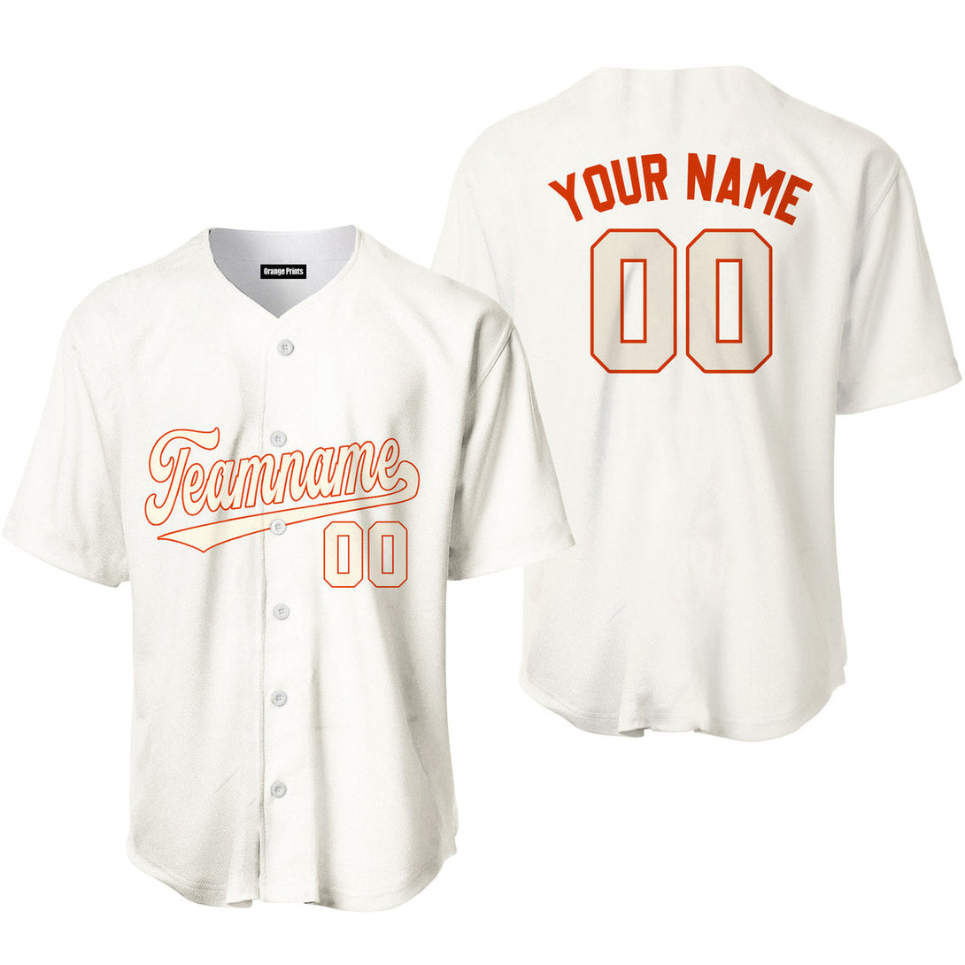 Custom White Orange Cream Baseball Jerseys For Men & Women