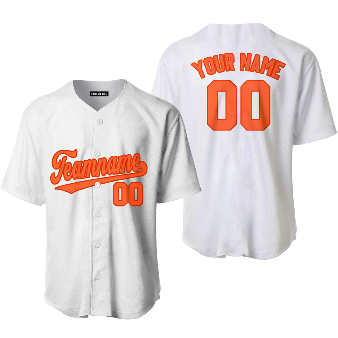 Custom White Orange Custom Baseball Jerseys For Men & Women