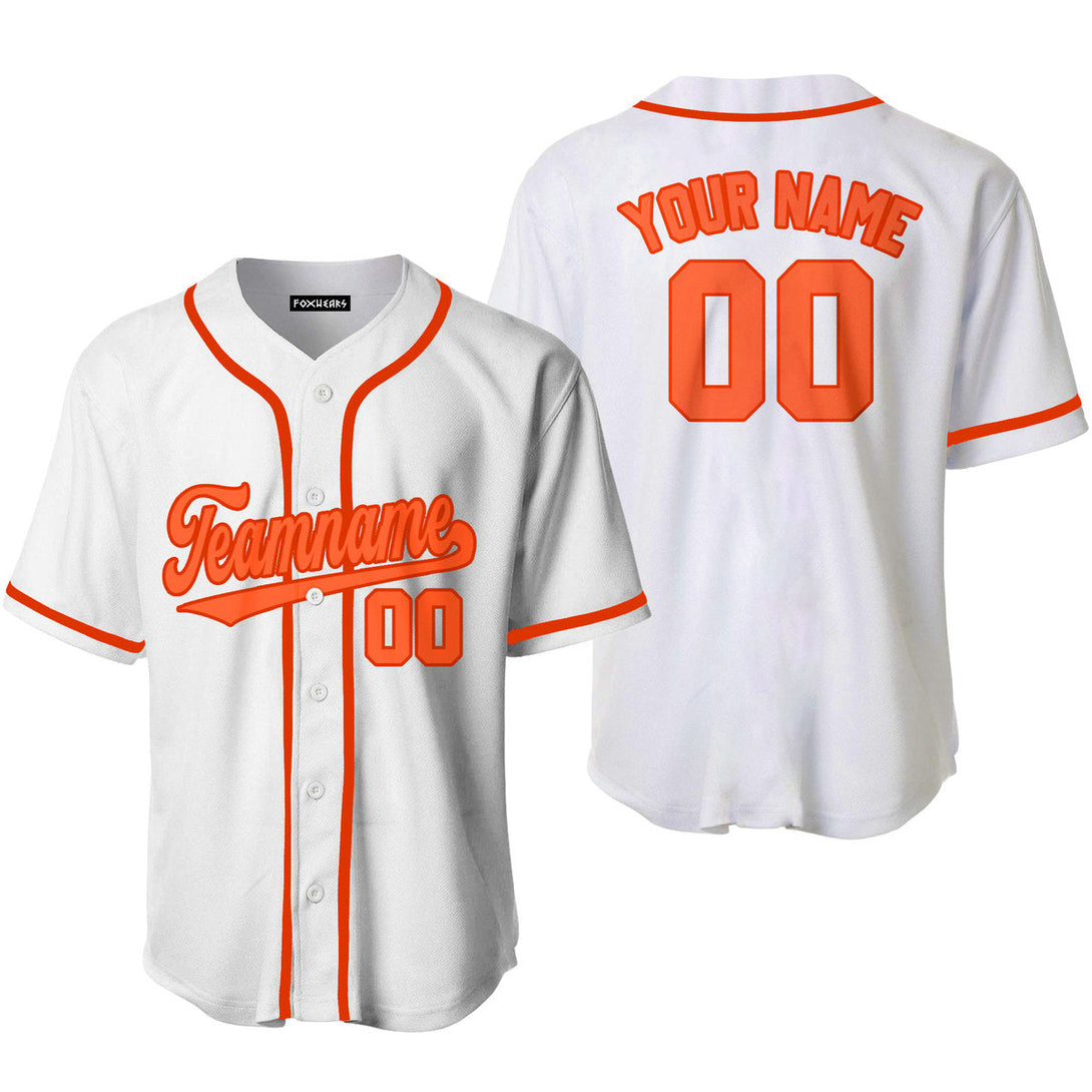 Custom White Orange Custom Baseball Jerseys For Men & Women