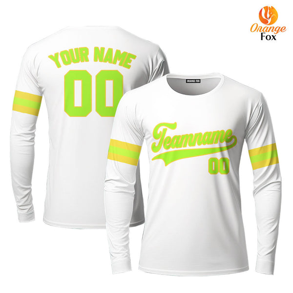 Custom White Orange Custom Long Sleeve T-Shirt For Men & Women