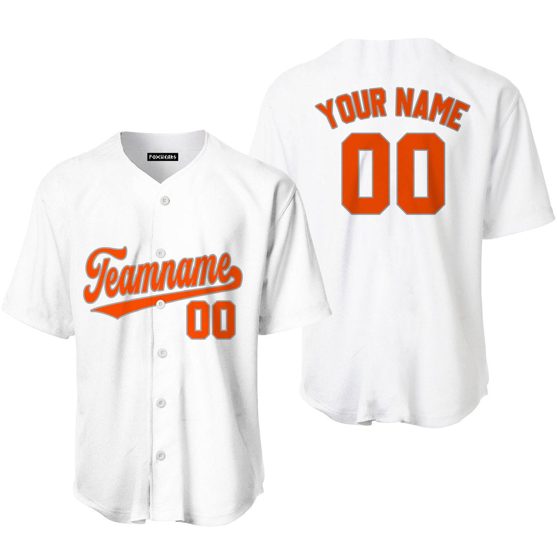 Custom White Orange Gray Custom Baseball Jerseys For Men & Women