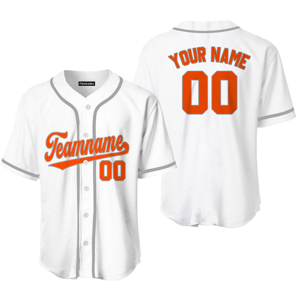 Custom White Orange Gray Custom Baseball Jerseys For Men & Women