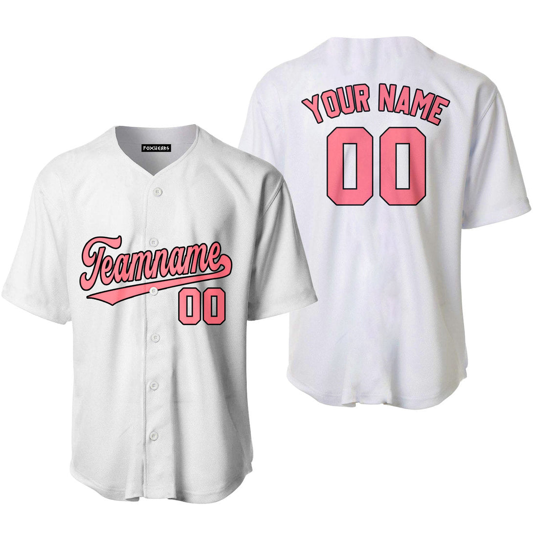 Custom White Pink Black Custom Baseball Jerseys For Men & Women