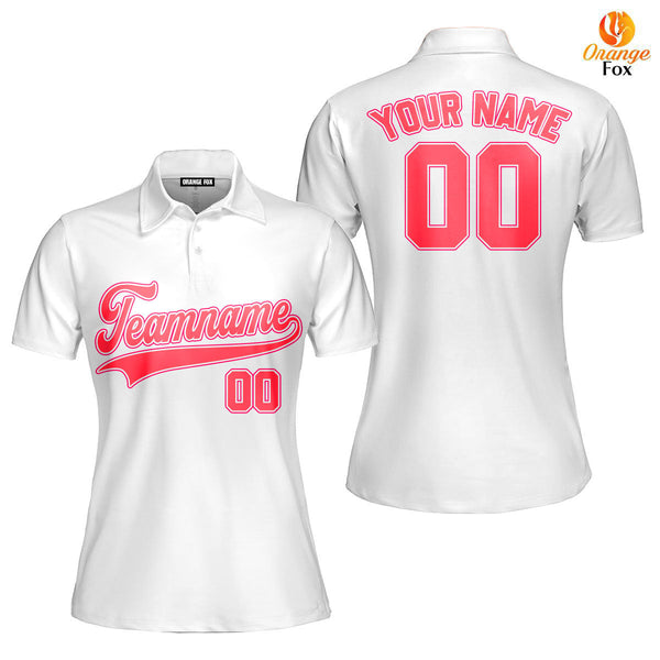 Custom White Pink Custom Polo Shirt For Women