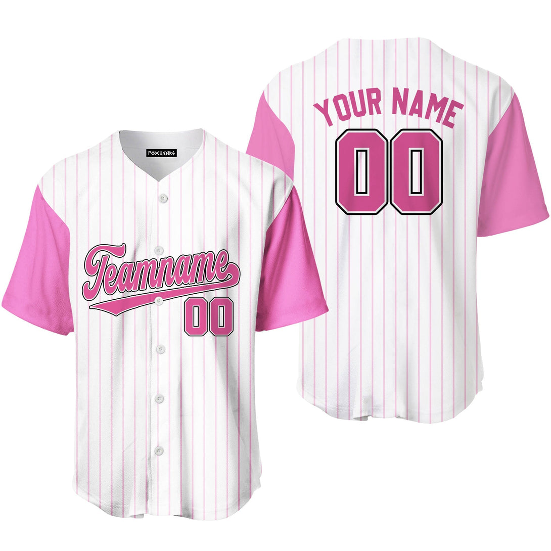 Custom White Pink Raglan Pink Black Baseball Jerseys For Men & Women