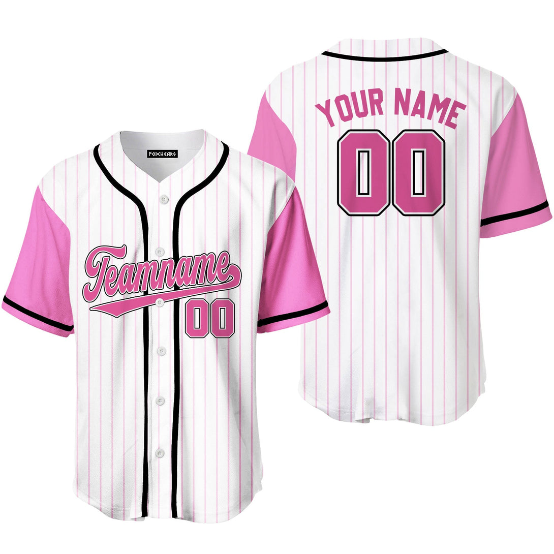 Custom White Pink Raglan Pink Black Baseball Jerseys For Men & Women