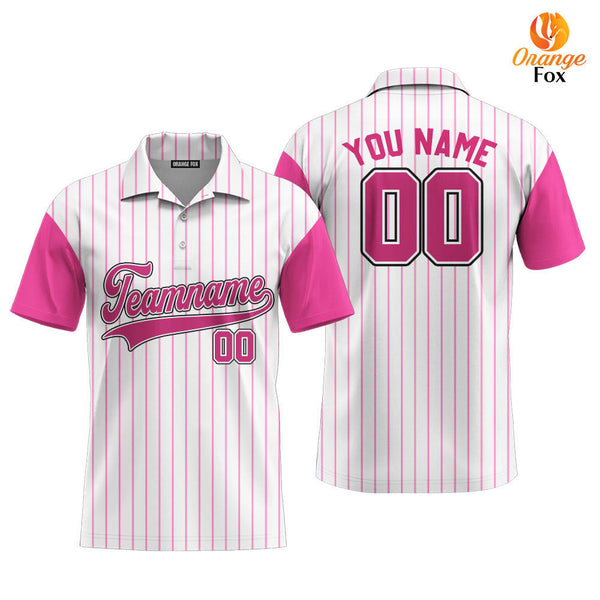 Custom White Pink Raglan Pink Black Custom Polo Shirt For Men