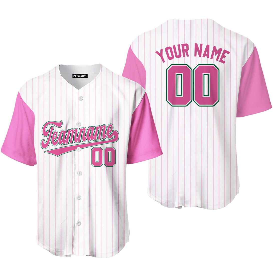 Custom White Pink Raglan Pink Green Baseball Jerseys For Men & Women