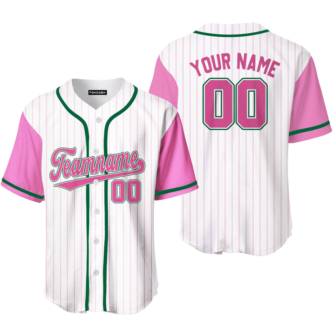 Custom White Pink Raglan Pink Green Baseball Jerseys For Men & Women