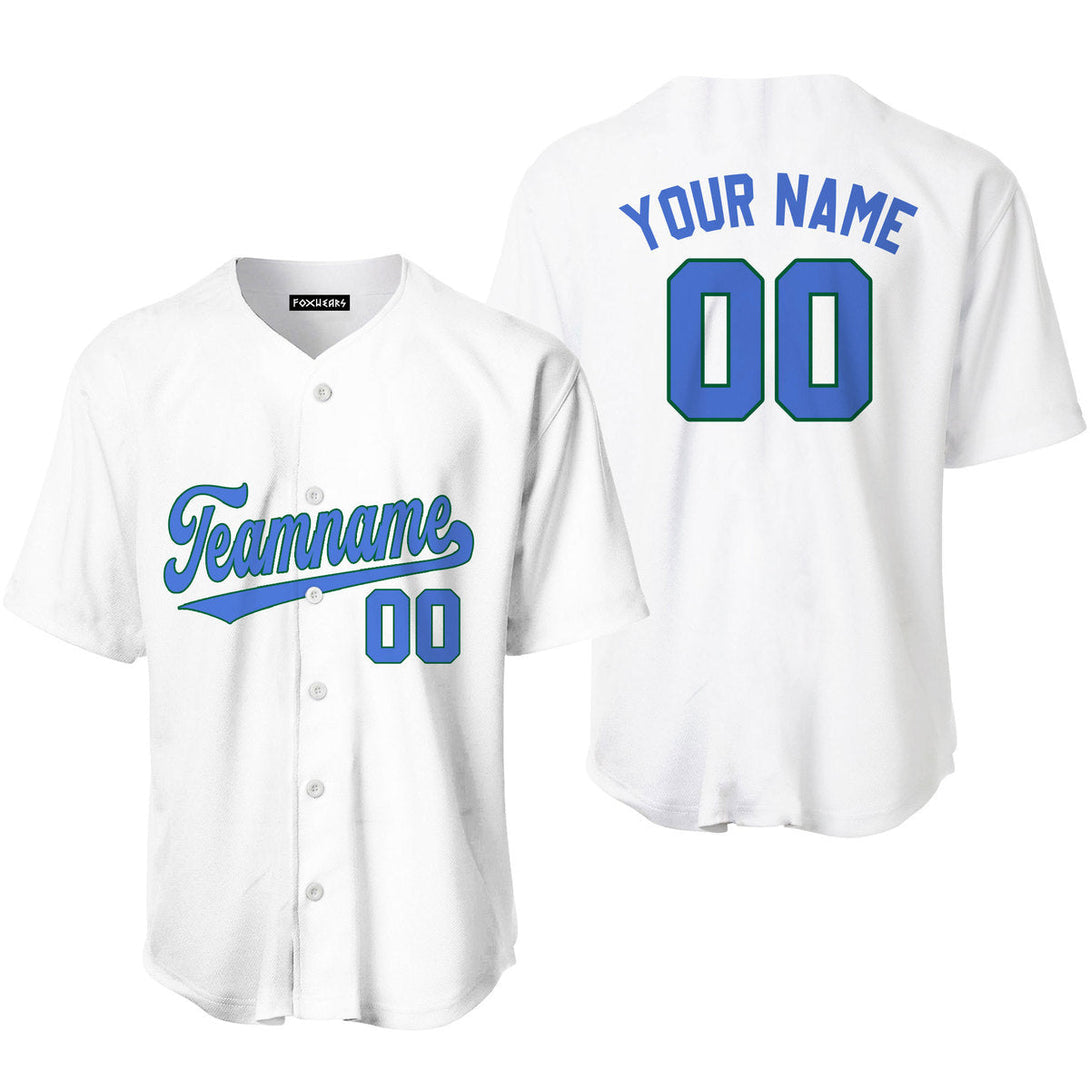 Custom White Powder Blue Kelly Green Custom Baseball Jerseys For Men & Women