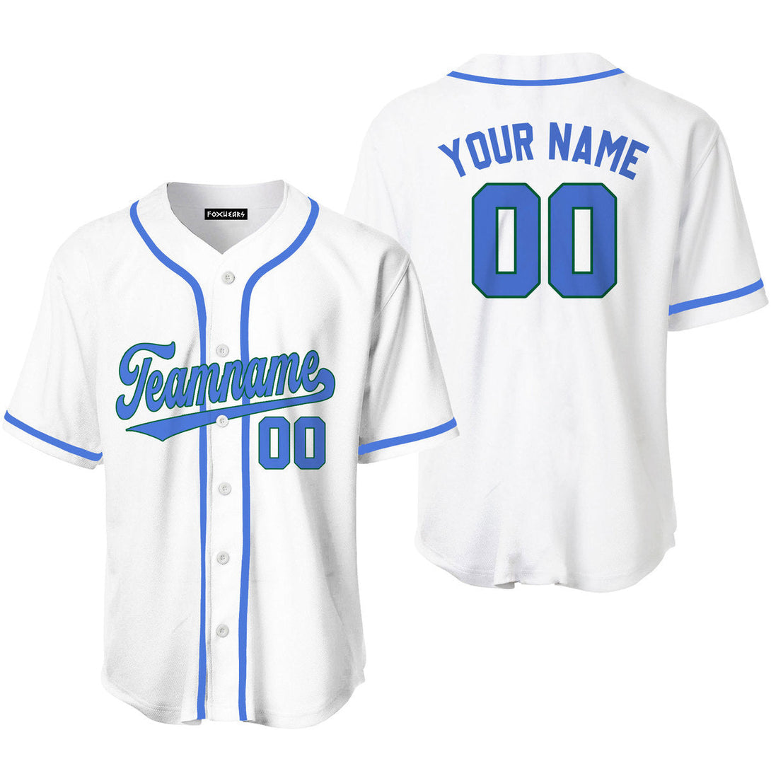 Custom White Powder Blue Kelly Green Custom Baseball Jerseys For Men & Women