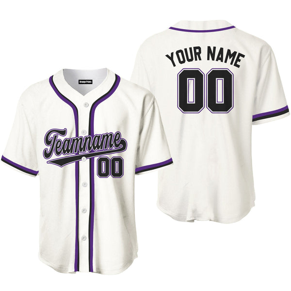 Custom White Purple Black Baseball Jerseys For Men & Women