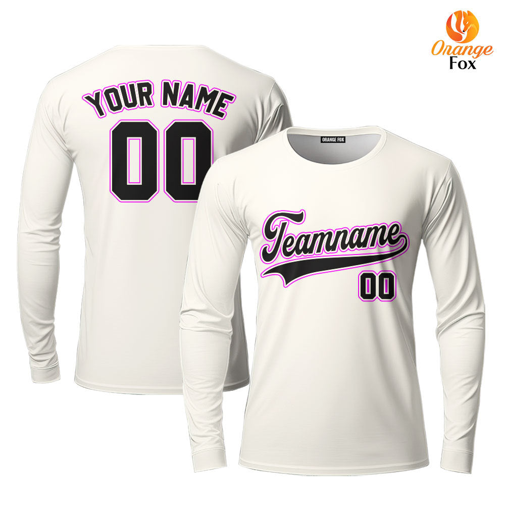 Custom White Purple Black Custom Long Sleeve T-Shirt For Men & Women