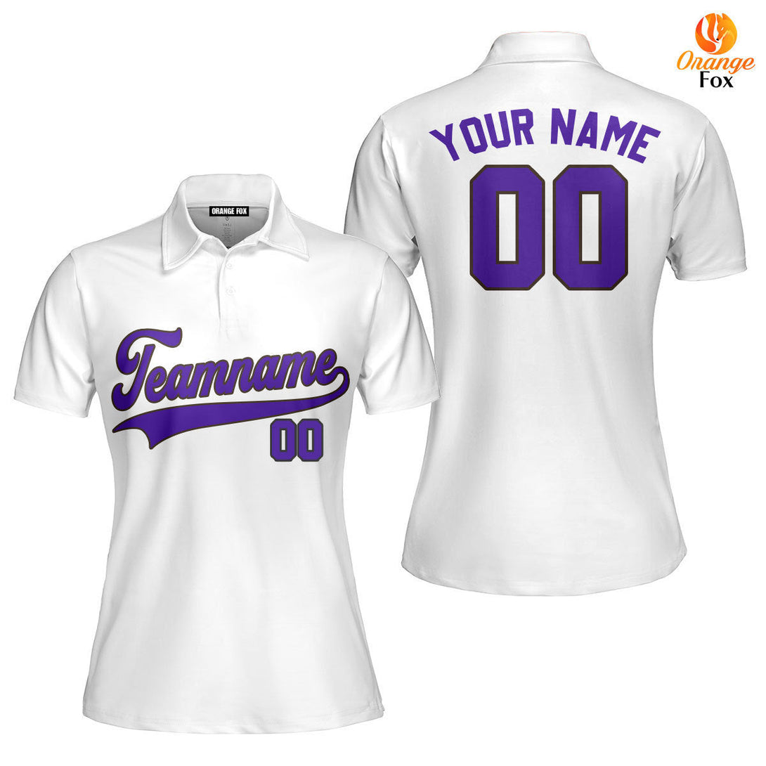 Custom White Purple-Brown Custom Polo Shirt For Women