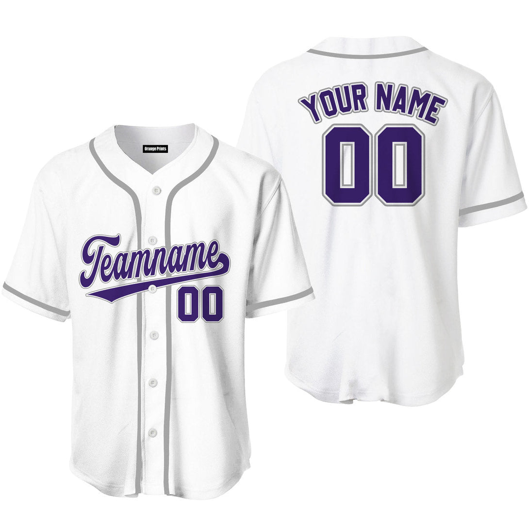 Custom White Purple Gray Custom Baseball Jerseys For Men & Women