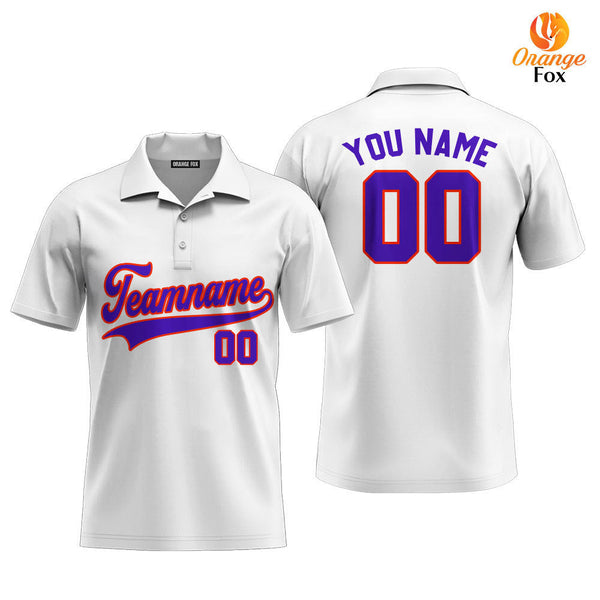 Custom White Purple- Orange Custom Polo Shirt For Men