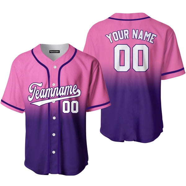 Custom White Purple Pink Fade Fashion Baseball Jerseys For Men & Women