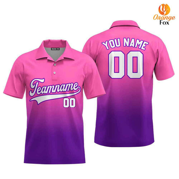 Custom White Purple Pink Fade Fashion Custom Polo Shirt For Men