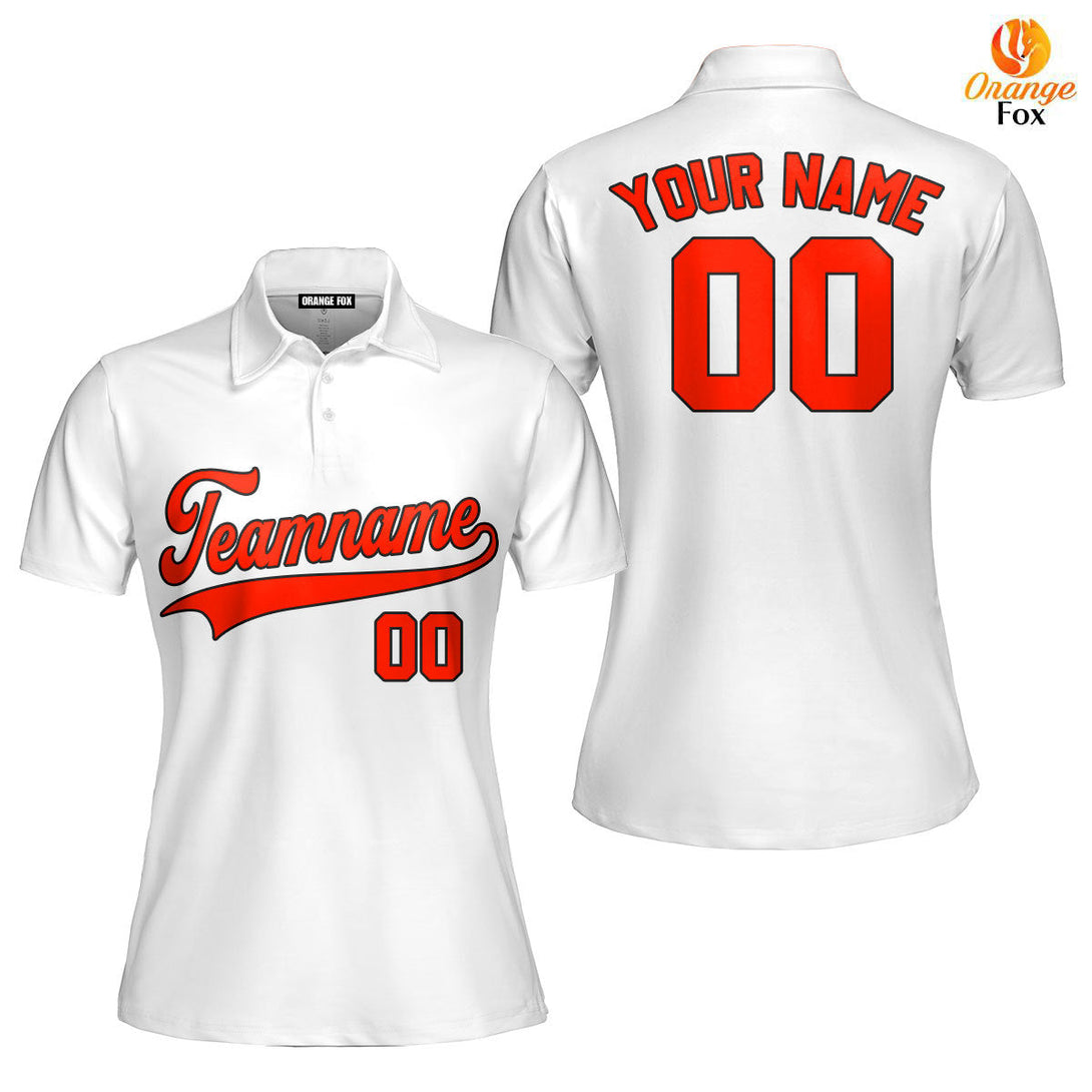 Custom White Red - Black Custom Polo Shirt For Women