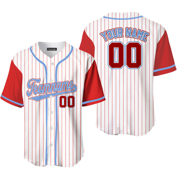 Custom White Red Raglan Blue Red Baseball Jerseys For Men & Women