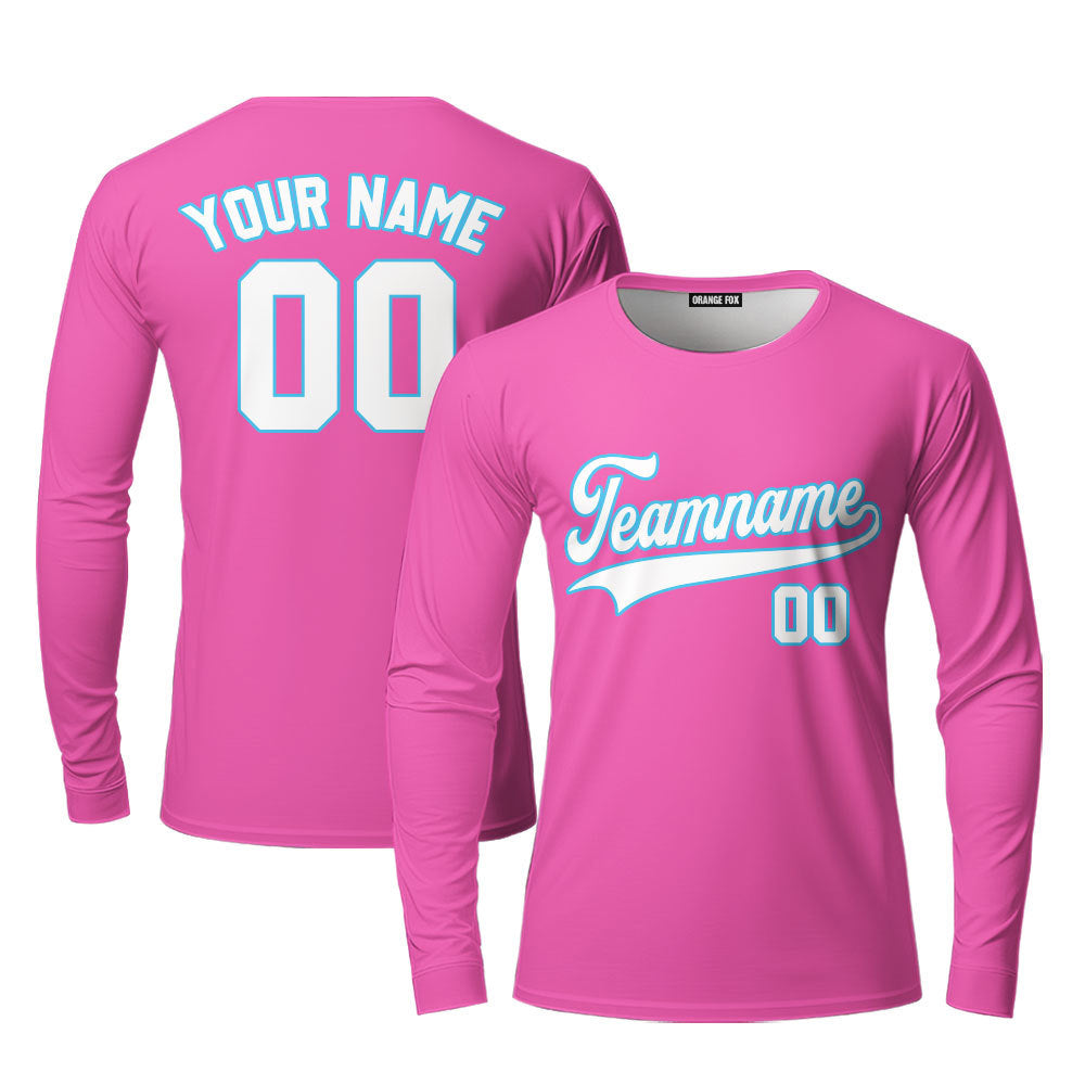 Custom White Royal And Pink Custom Long Sleeve T-Shirt For Men & Women