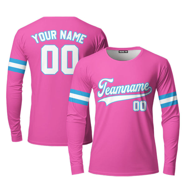 Custom White Royal And Pink Custom Long Sleeve T-Shirt For Men & Women