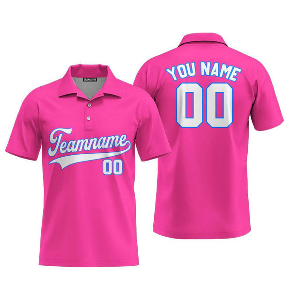 Custom White Royal And Pink Custom Polo Shirt For Men