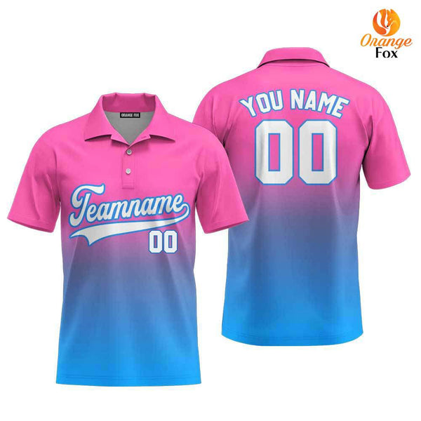 Custom White Royal Pink Fade Fashion Custom Polo Shirt For Men