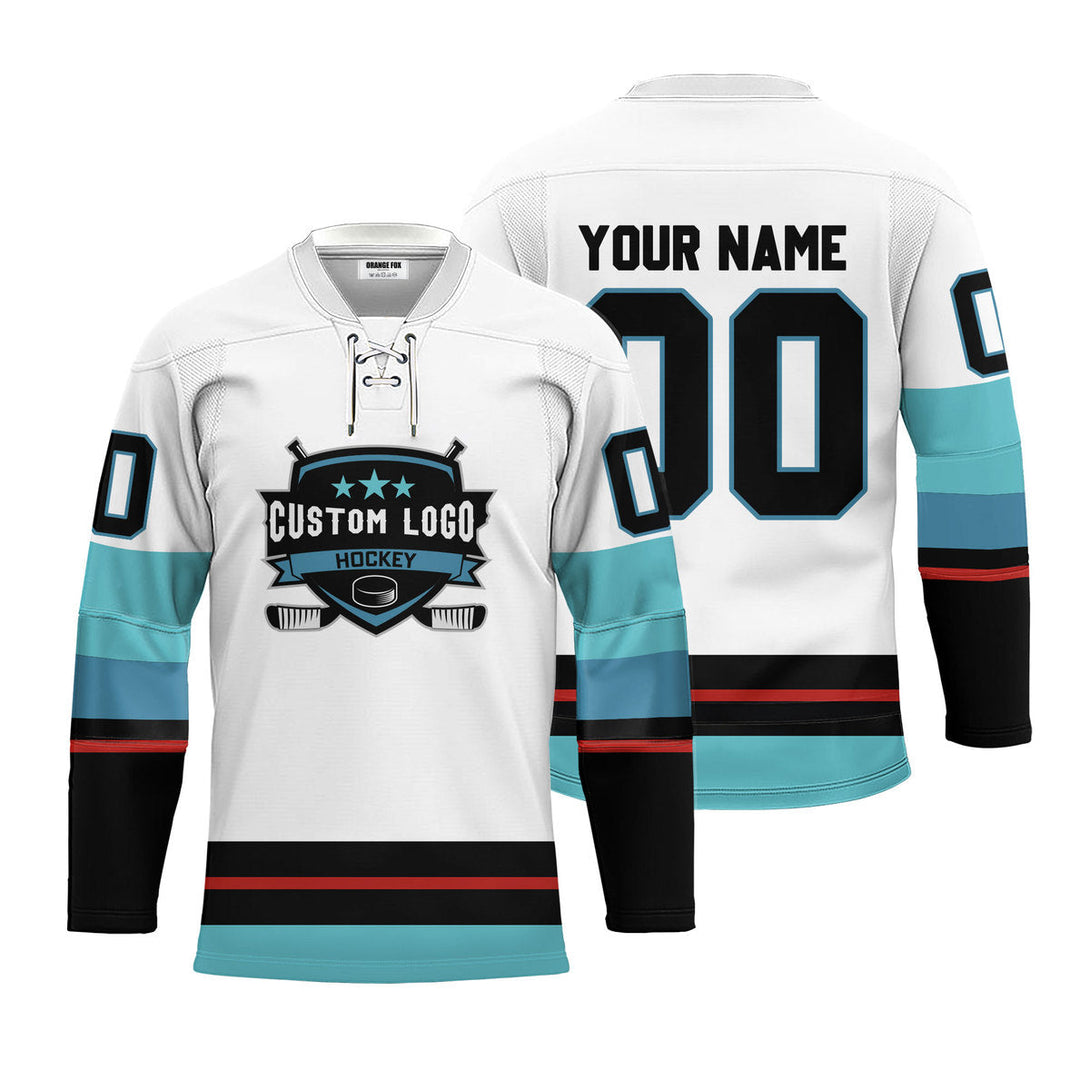 Custom White Seattle Lace Neck Hockey Jersey For Men & Women