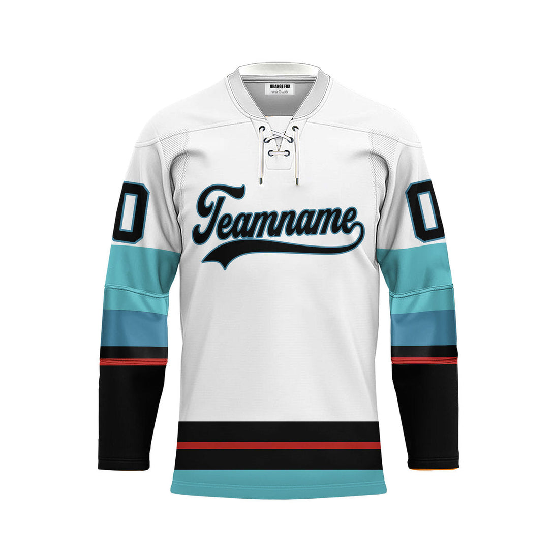 Custom White Seattle Lace Neck Hockey Jersey For Men & Women