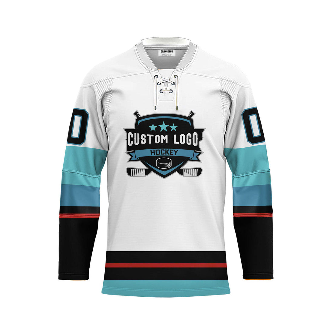 Custom White Seattle Lace Neck Hockey Jersey For Men & Women