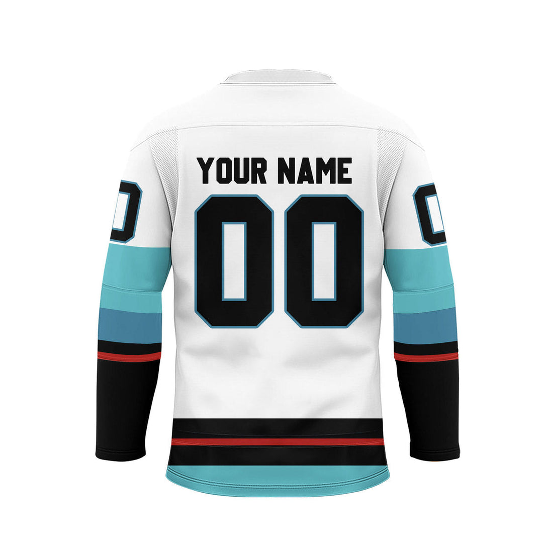 Custom White Seattle Lace Neck Hockey Jersey For Men & Women