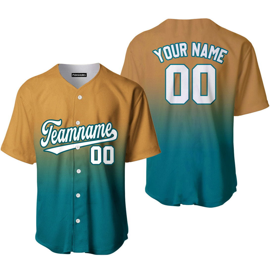 Custom White Teal Brown Fade Fashion Baseball Jerseys For Men & Women