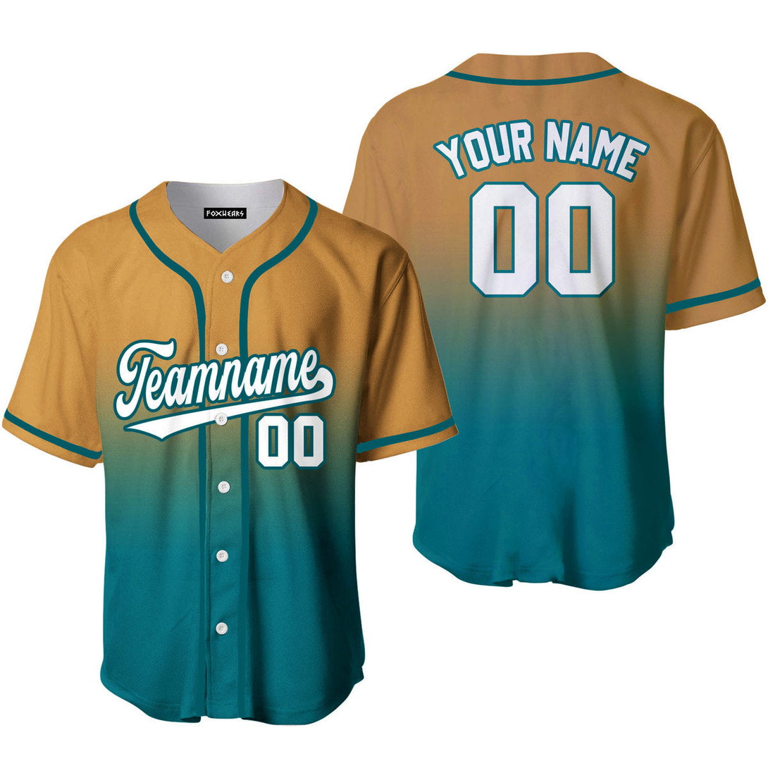 Custom White Teal Brown Fade Fashion Baseball Jerseys For Men & Women