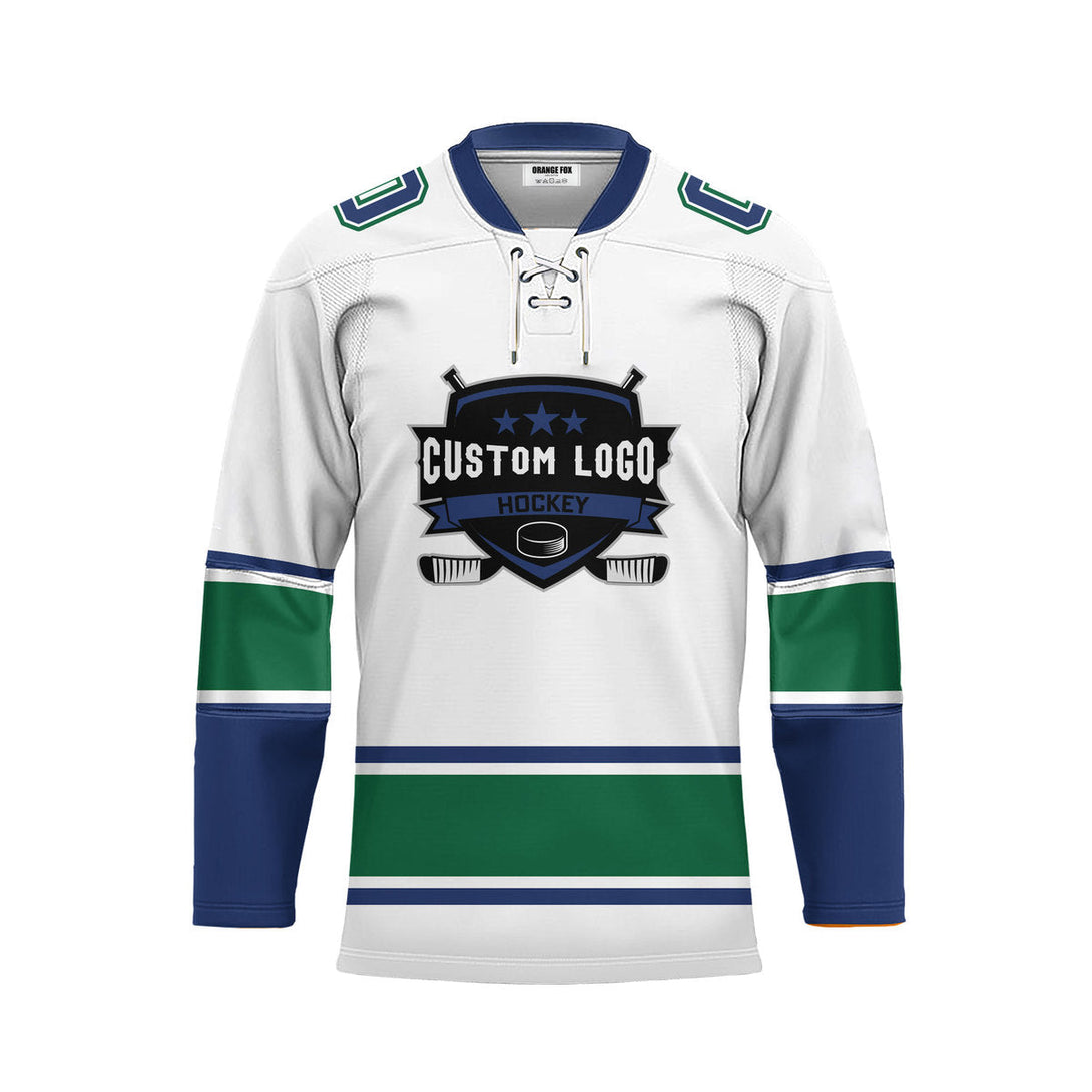 Custom White Vancouver Lace Neck Hockey Jersey For Men & Women