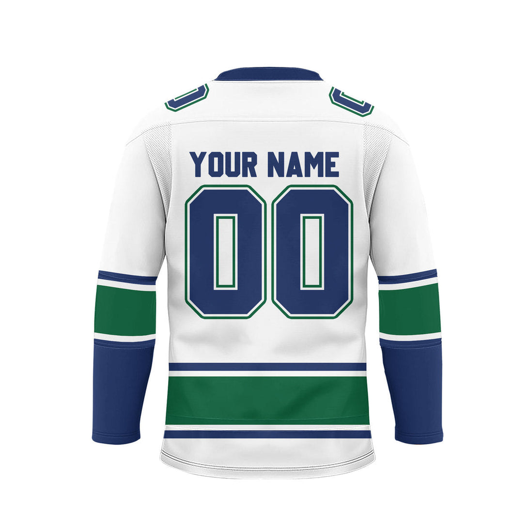 Custom White Vancouver Lace Neck Hockey Jersey For Men & Women