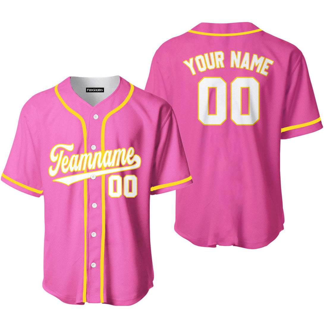 Custom White Yellow And Pink Custom Baseball Jerseys For Men & Women