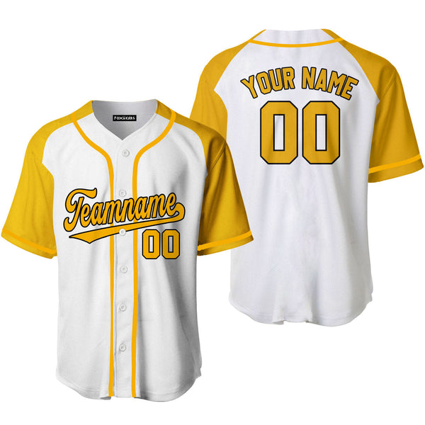 Custom White Yellow Raglan Black Baseball Jerseys For Men & Women