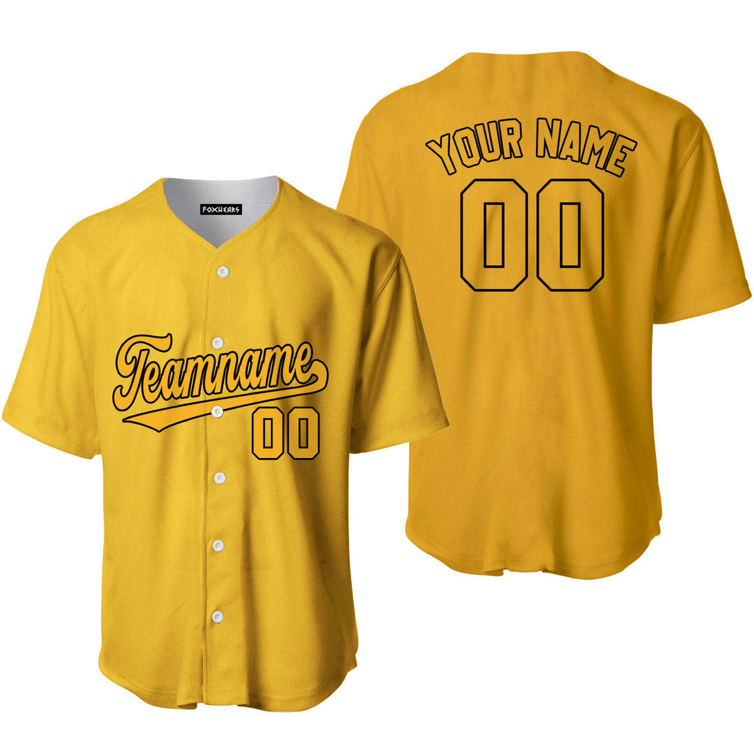 Custom Yellow Yellow-Black Baseball Jersey