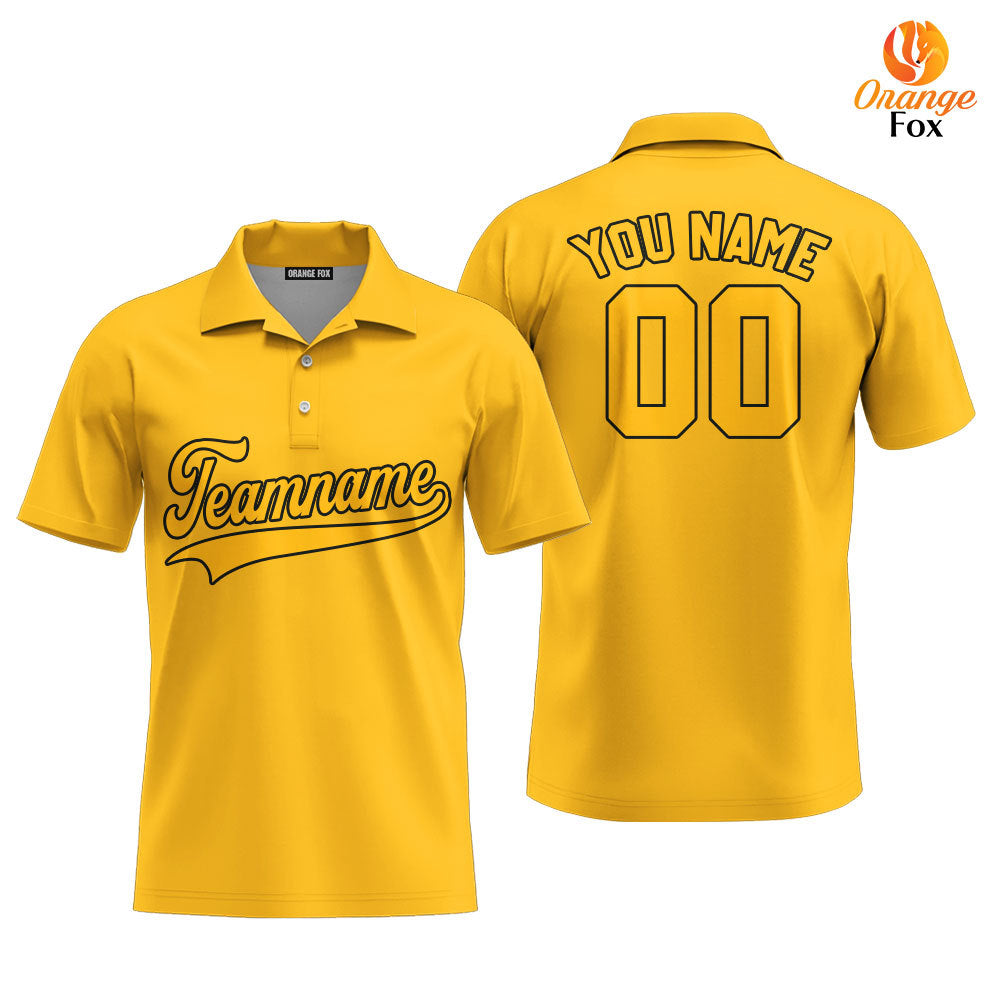 Custom Yellow Black And Gold Custom Polo Shirt For Men